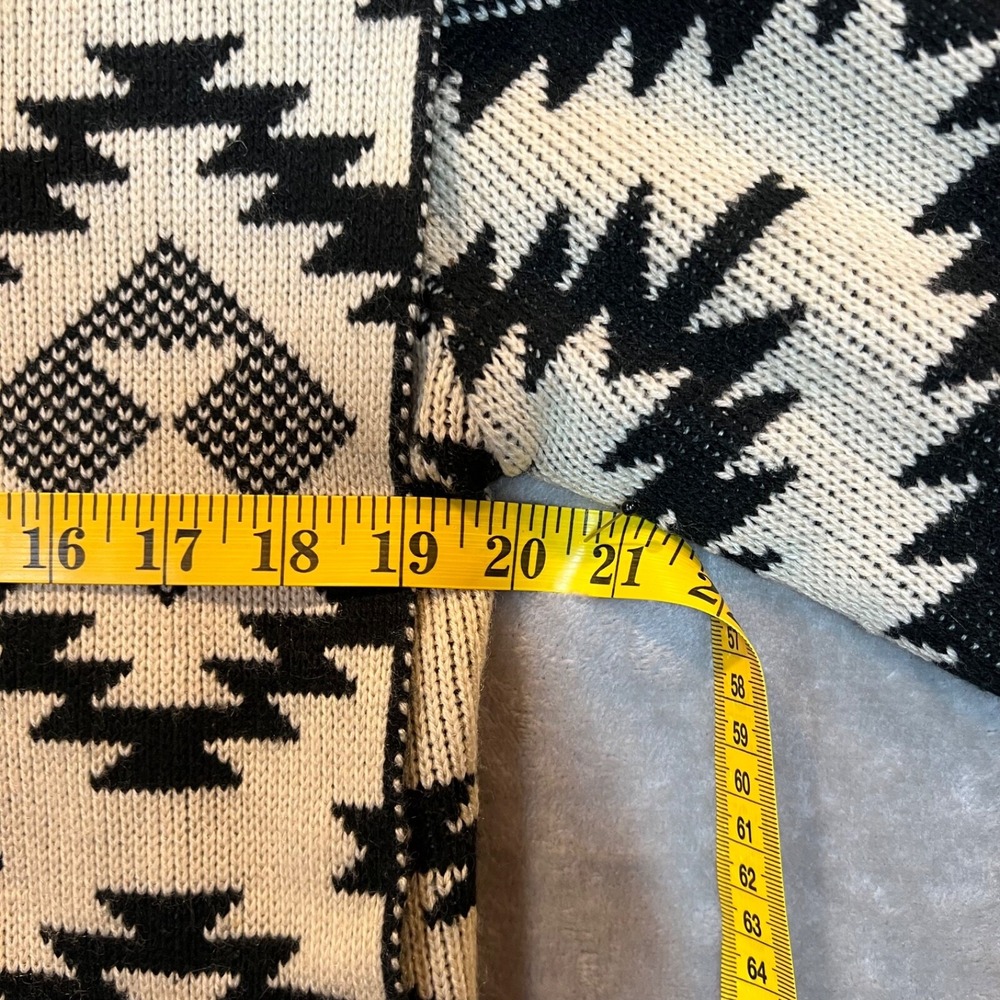 ii Sisters Boho Southwestern  Waterfall Cardigan‎ Women's S/M Black & Cream - Picture 7 of 9